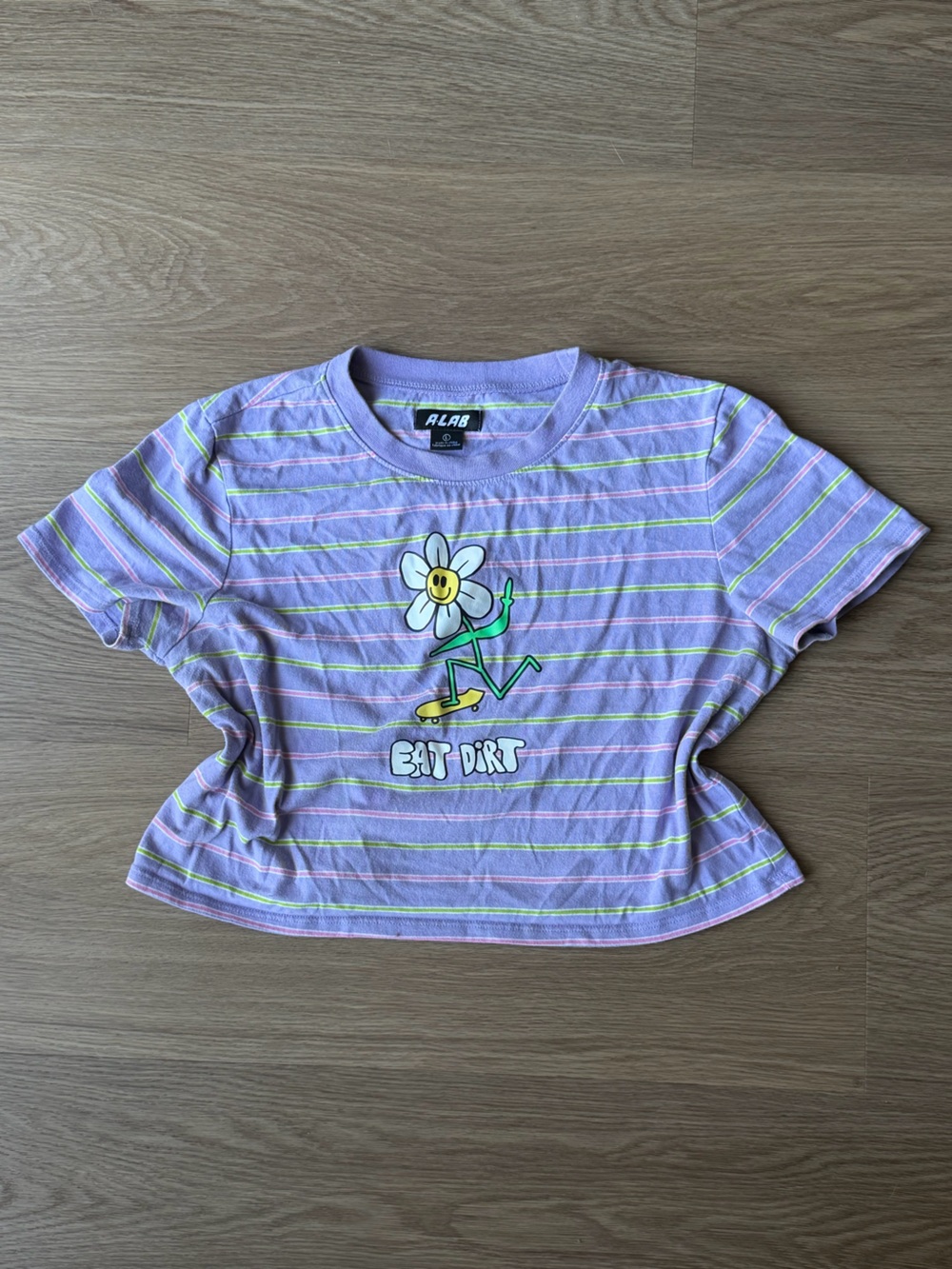 Lavender Striped Graphic Tee - 'But First' Daisy